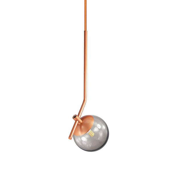 Imagem de Lustre Pendente On Ly - Bronze Com Globo De Vidro Fumê