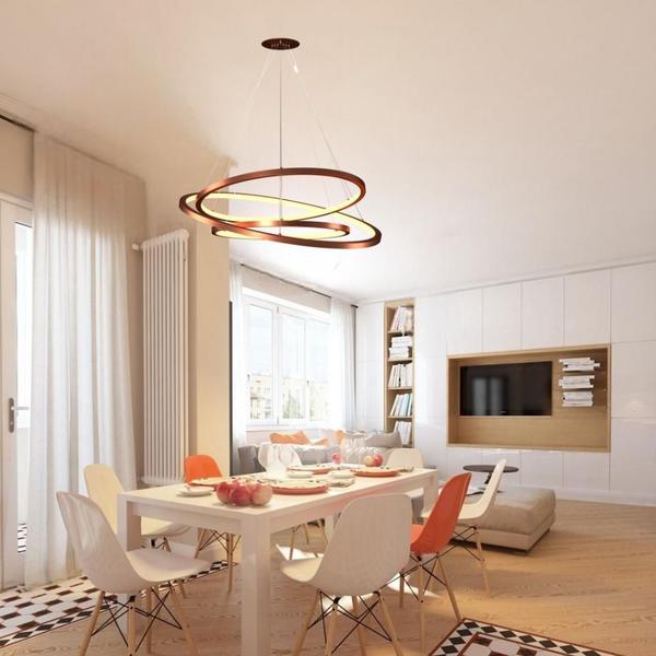 Imagem de Lustre Pendente Orluce Led 3 Aros Arcos Cobre 40/50/60Cm Biv