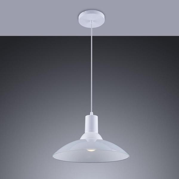 Imagem de Lustre Pendente Para Sala de Jantar Balcão Bancada Chapéu Chinês em Vidro Ice Branco 30 cm Design Moderno 