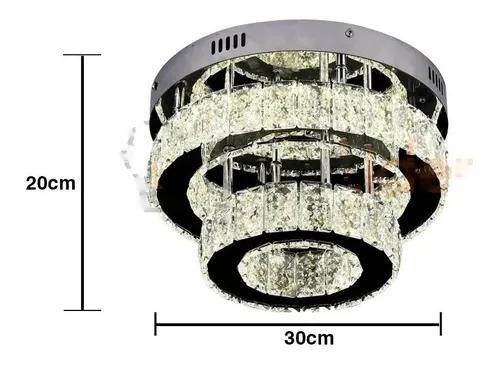 Imagem de Lustre Pendente Plafon Led Cristal Redondo Duplo Inox 3em1