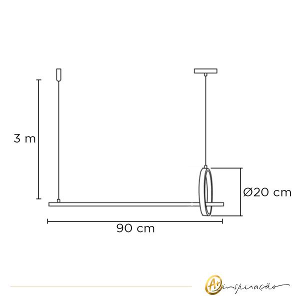 Imagem de Lustre Pendente Profillo Led 3000K 40W Dourado