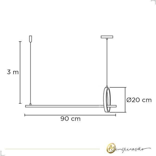 Imagem de Lustre Pendente Profillo Moderno Dourado Led 3000K 90Cm 40W