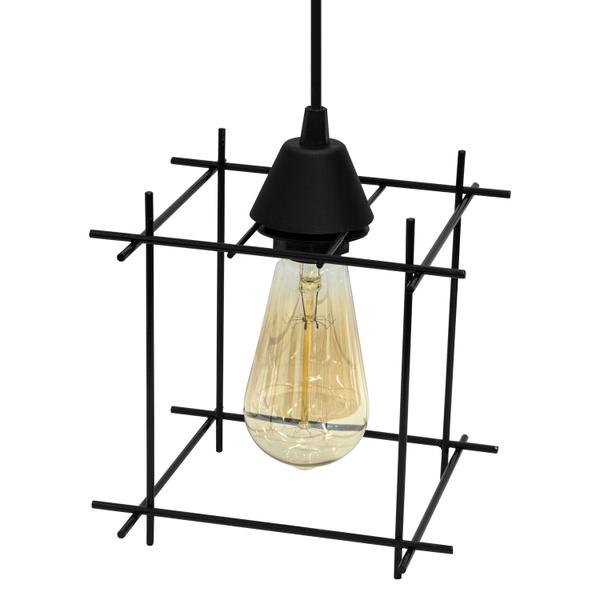 Imagem de Lustre Pendente Quadrado Duplo - Preto