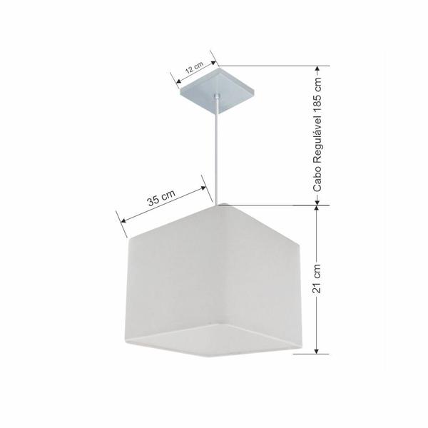 Imagem de Lustre Pendente Quadrado Md-4059 Cúpula em Tecido 21/35x35cm Branco - Bivolt