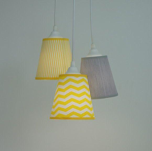 Imagem de Lustre Pendente Quarto de Bebê Chevron Amarelo e Cinza