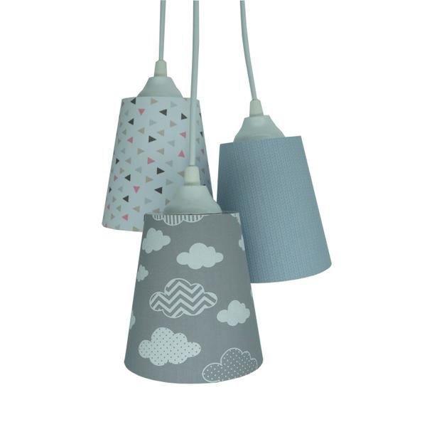 Imagem de Lustre Pendente Quarto Infantil Nuvens Cinza e Branco