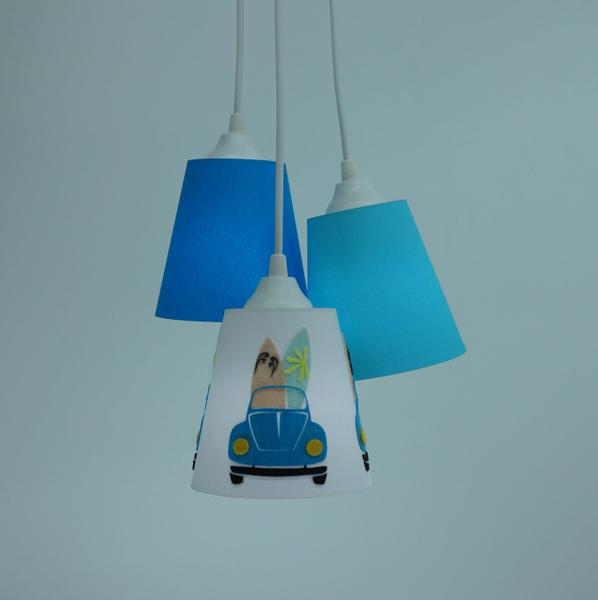 Imagem de Lustre Pendente Quarto Infantil Surf e Fusca