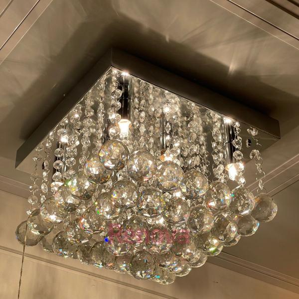 Imagem de Lustre Pendente Quarto Sala Cozinha Plafon em Cristal Quadrado 30x30 INL05