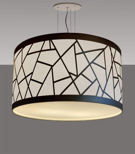 Lustre Pendente Recorte Bronze Cúpula Tecido 30x15 - Tom Luz Imagem de Lustre Pendente Recorte Bronze Cúpula Tecido 30x15