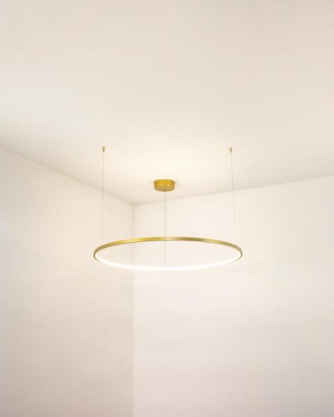 Imagem de Lustre Pendente Redondo Circular Arco Anel Aro Led 1 Metro 50W 3000K Dourado 479