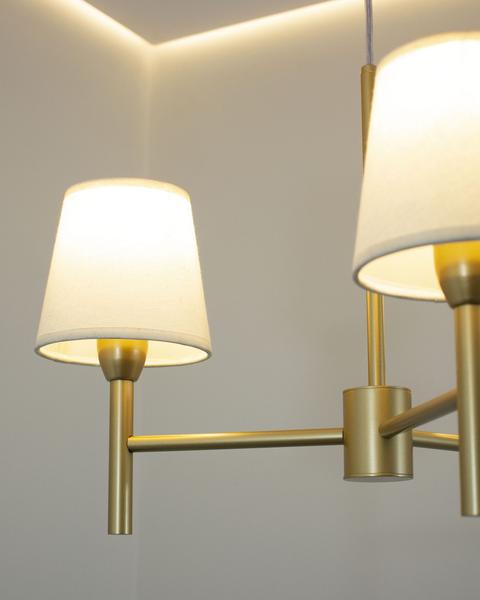 Imagem de Lustre Pendente Redondo Cúpula 03 Braços Dourado 60cm 658/3