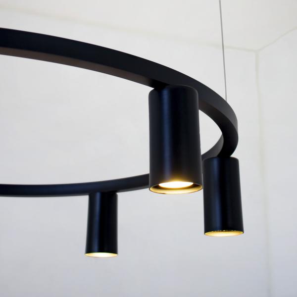 Imagem de Lustre Pendente Redondo Industrial Arco Aro 70cm Preto 675