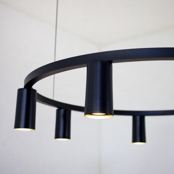 Imagem de Lustre Pendente Redondo Industrial Arco Aro 70cm Preto 675