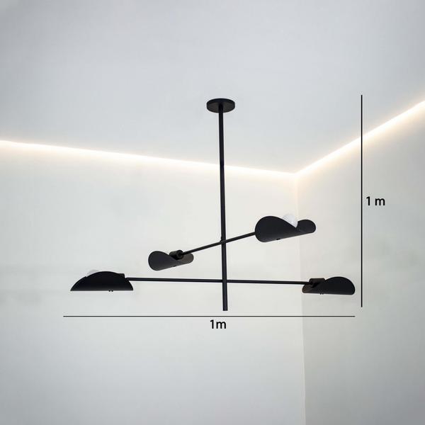 Imagem de Lustre Pendente Remo Duplo Articulável Industrial Preto 1 Metro 695