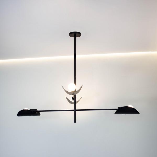 Imagem de Lustre Pendente Remo Duplo Articulável Industrial Preto 1,30 Metro 696