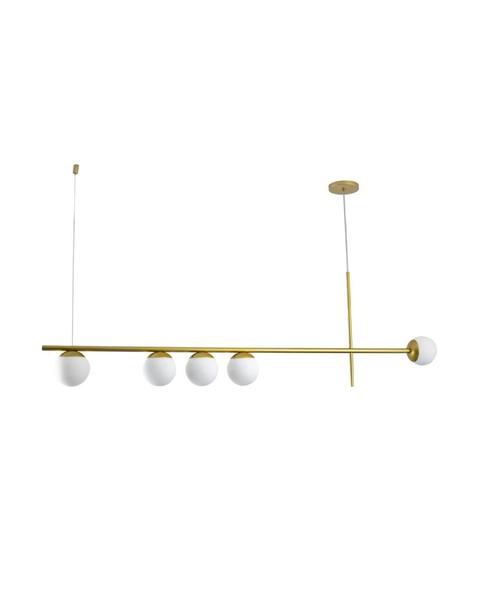 Imagem de Lustre Pendente Retangular 5 Bolas Globo 1,50mt Dourado 398