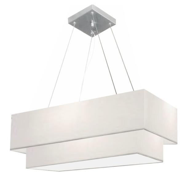 Imagem de Lustre Pendente Retangular Branco MJ-4321 Para Mesa de Jantar e Estar