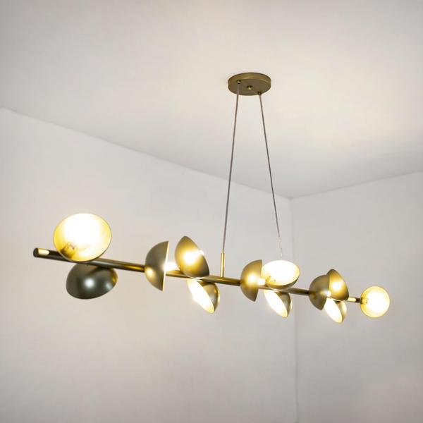 Imagem de Lustre Pendente Retangular Concha Dourado 1,50m 668