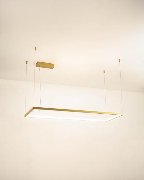 Imagem de Lustre Pendente Retângular Fit Dourado Led 40W 3000K 487