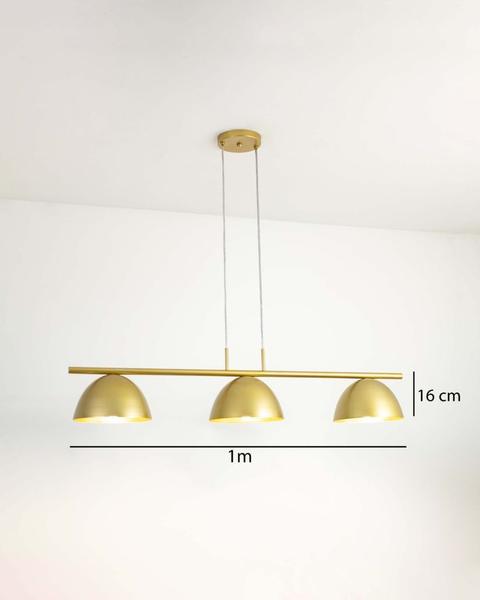 Imagem de Lustre Pendente Retangular Industrial 1 metro Dourado 376