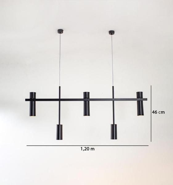 Imagem de Lustre Pendente Retangular Industrial Tubo Cilindro 1,20m Preto 179