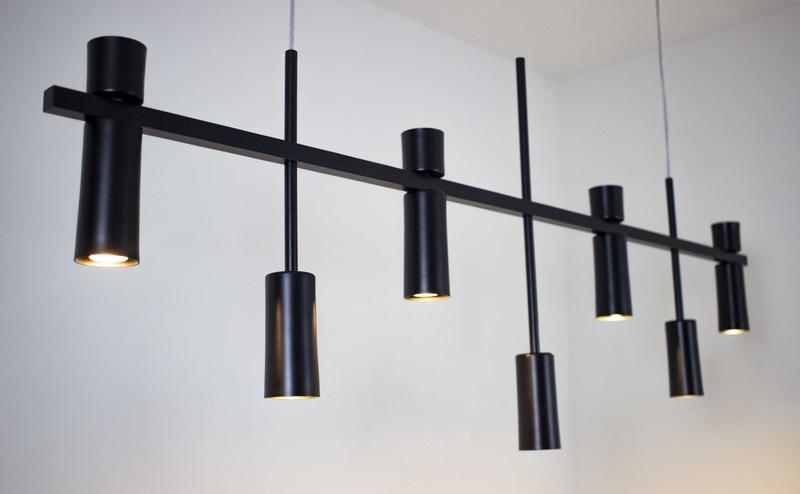 Imagem de Lustre Pendente Retangular Industrial Tubo Cilindro 1,30m Preto 162