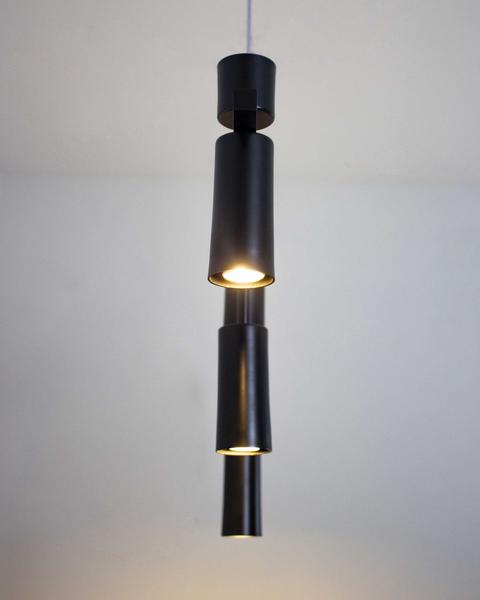 Imagem de Lustre Pendente Retangular Industrial Tubo Cilindro 1,30m Preto 162