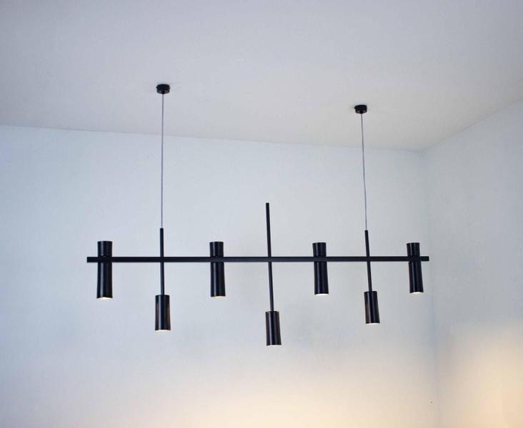 Lustre Pendente Retangular Industrial Tubo Cilindro 1,70m Preto 626 - ILUMINAMUNDO Imagem de Lustre Pendente Retangular Industrial Tubo Cilindro 1,70m Preto 626