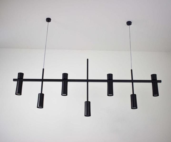 Lustre Pendente Retangular Industrial Tubo Cilindro 1,70m Preto 626 - ILUMINAMUNDO Imagem de Lustre Pendente Retangular Industrial Tubo Cilindro 1,70m Preto 626