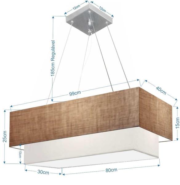 Imagem de Lustre Pendente Retangular Palha e Branco MJ-4322 Para Mesa de Jantar e Estar