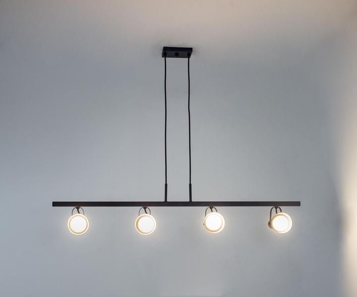 Imagem de Lustre Pendente Retangular Trilho 4 Spots Articulável Preto 180