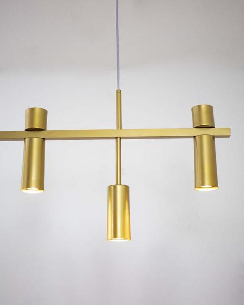 Imagem de Lustre Pendente Retangular Tubo Cilindro 1,30m Dourado Fosco 162