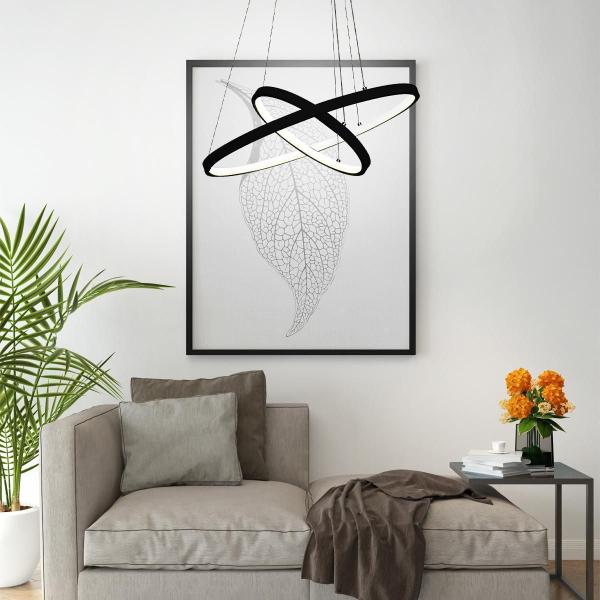 Imagem de Lustre Pendente Ring Aros 2 Aneis 60Cm Led 3000K Preto 60W