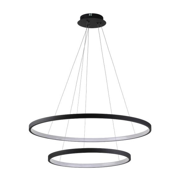 Imagem de Lustre Pendente Ring Duplo 40 E 60cm Preto Led Bivolt 3000k