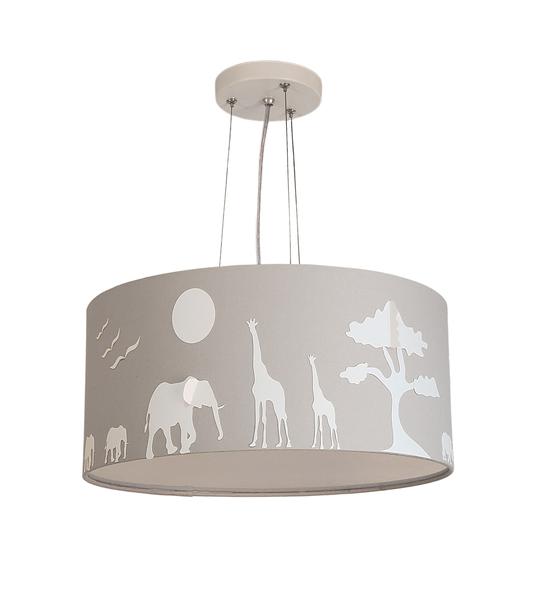 Imagem de Lustre Pendente Safari Savana Cúpula Tecido 30x15cm