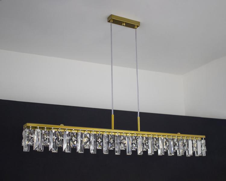 Imagem de Lustre Pendente Slim Cristal Retangular 85cm Dourado 112