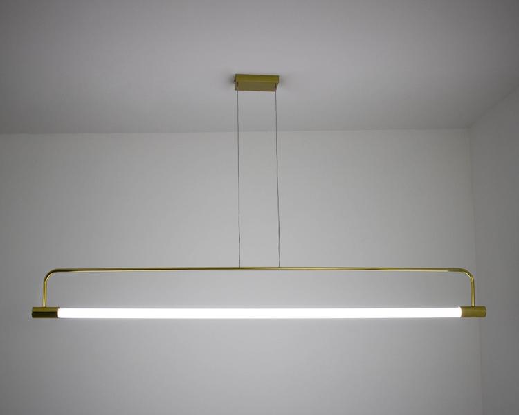 Imagem de Lustre Pendente Slim Tubular T8 125cm Dourada 101