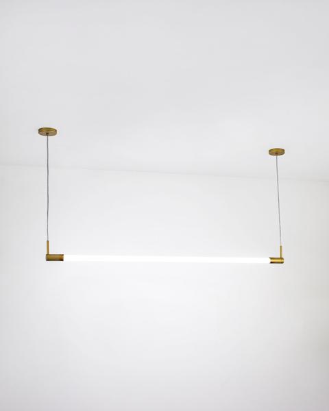 Imagem de Lustre Pendente Slim Tubular T8 125cm Dourado Fosco 635