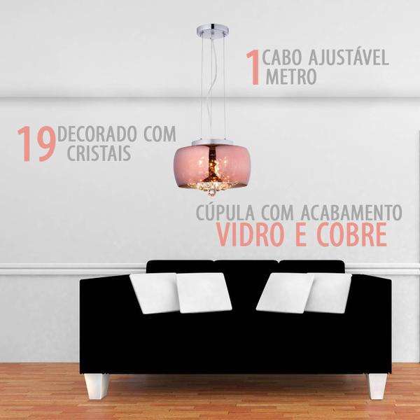 Imagem de Lustre Pendente Soho Ambar Cristal Bella 28x17cm Pd005am