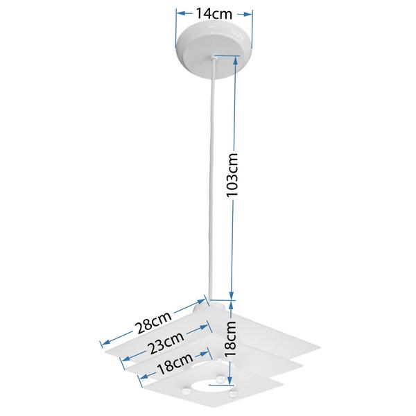 Imagem de Lustre Pendente Square 3 Vidros Quadrados Filet Sala Quarto