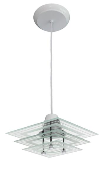 Imagem de Lustre Pendente Square 3 Vidros Quadrados Filet Sala Quarto