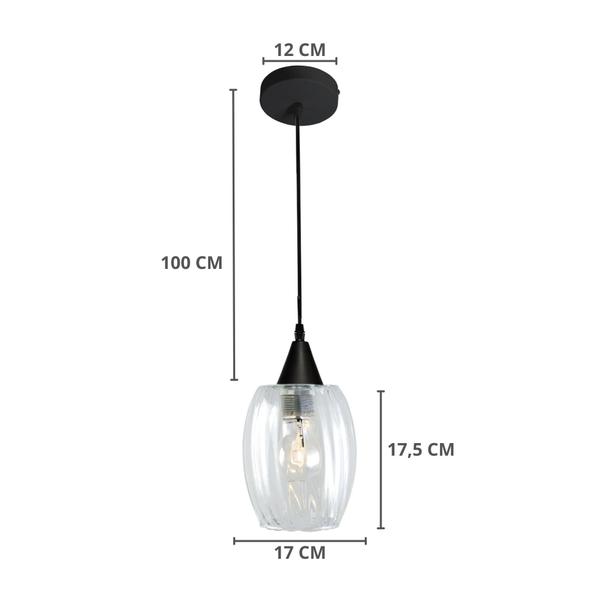 Imagem de Lustre Pendente Taschibra Badih PP Canelado E27 Transparente Bivolt