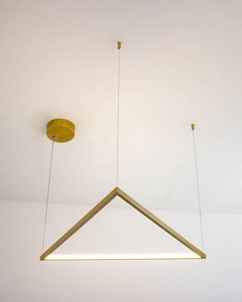 Imagem de Lustre Pendente Triângulo Triangular Fit Dourado Led 28W 3000K 486