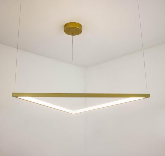 Imagem de Lustre Pendente Triângulo Triangular Fit Dourado Led 28W 3000K 486