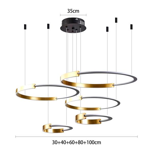 Imagem de Lustre Pendente Uoli Ani 2578 5 Módulos C/5M Preto com Ouro Fosco Led Bivolt