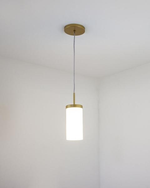 Imagem de Lustre Pendente Vidro Branco Fosco Dourado 425