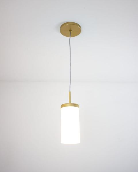 Imagem de Lustre Pendente Vidro Branco Fosco Dourado 425