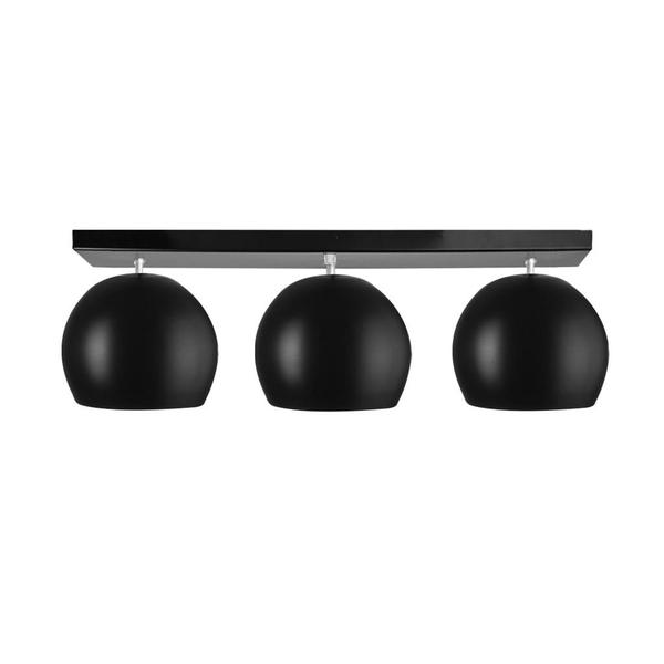 Imagem de Lustre Plafon Bola 15 cm Retangular Triplo Preto com Cobre