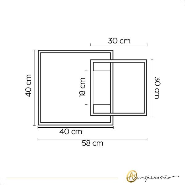 Imagem de Lustre Plafon Canvas Duo Led 3000K 58W Quadrado Moderno Opus