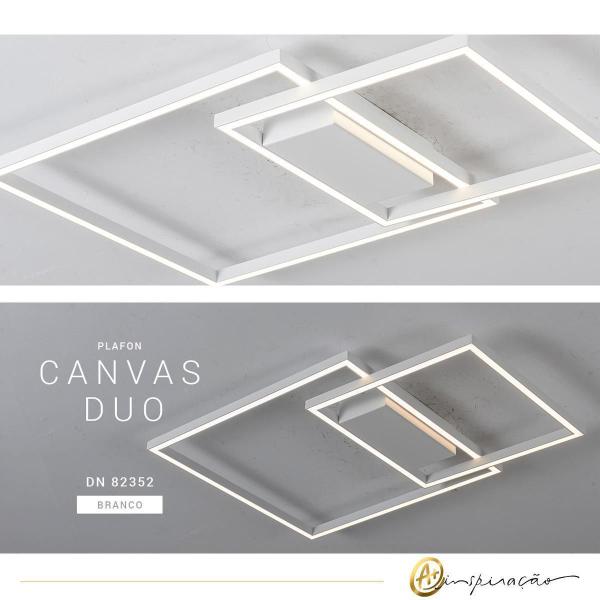 Imagem de Lustre Plafon Canvas Duo Led 3000K 58W Quadrado Moderno Opus